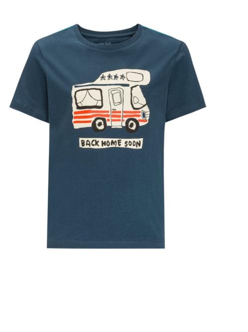 Jack Wolfskin Wolf & Van T B dark sea, 128 Detské bavlnené tričko