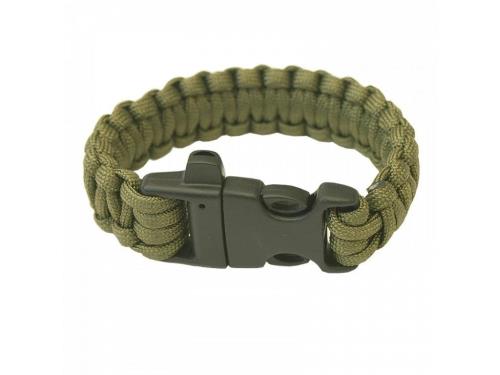 Yate HIGHLANDER Paracord Náramok - trojzubec, píšťalka olivová Kresadlo, píšťalka
