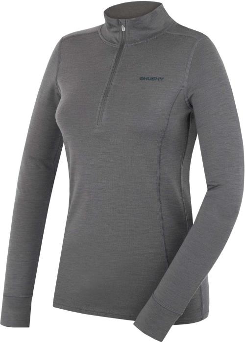 Husky Aron Zips L dk. grey green, M Dámska merino mikina