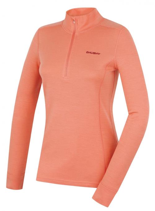 Husky Aron zips L light orange, L Dámska merino mikina