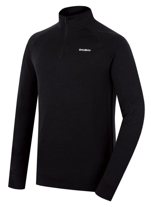 Husky Aron zips M black, S Pánska merino mikina