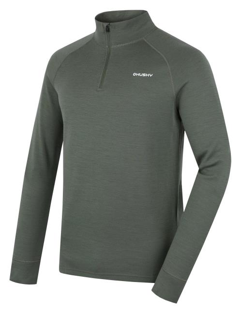 Husky Aron zips M khaki, S Pánska merino mikina