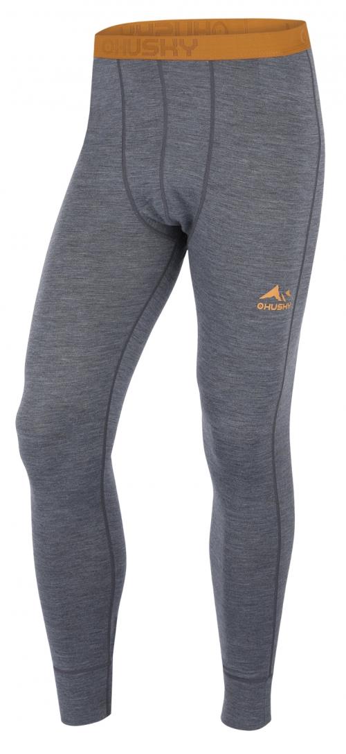 Husky Merea M dark grey/mustard, XXL Merino termoprádlo nohavice