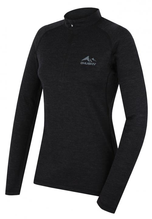 Husky Merow zips L black, XL Merino termoprádlo tričko