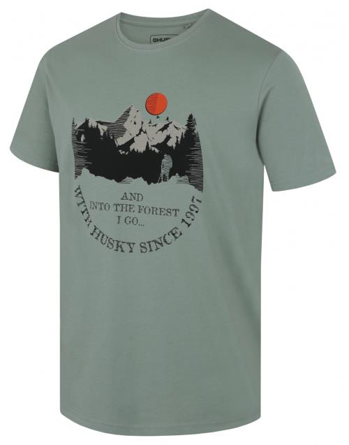 Husky Tee Moon M green, XXXL Pánske bavlnené tričko