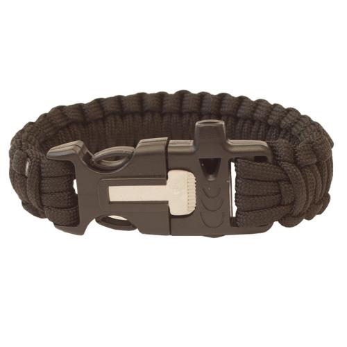 Yate HIGHLANDER Paracord Náramok čierna Kresadlo, píšťaľka